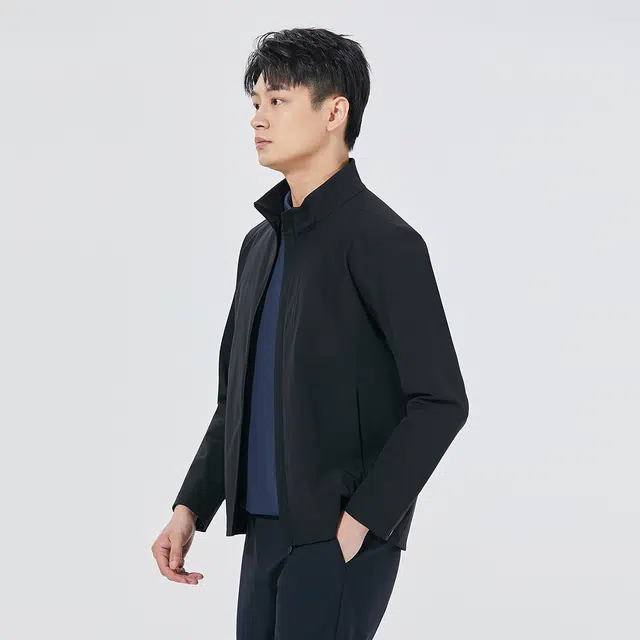 利郎 商务休闲纯色立领含桑蚕丝质感行政简约百搭夹克外套 男款