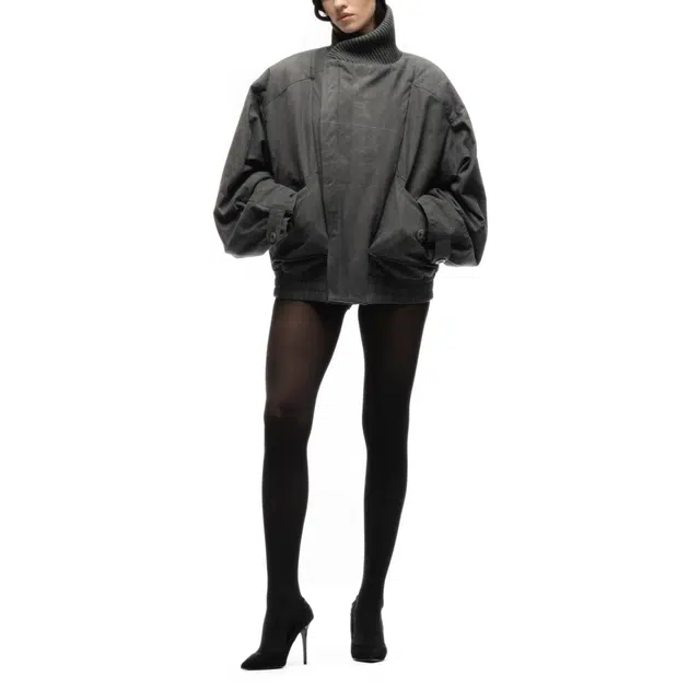 NOFAITH STUDIOS JAPANESE FLIGHT PADDED BOMBER JACKET STRUCTURED GREY