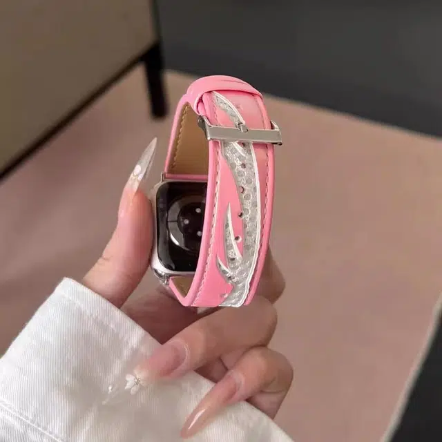 老佳 苹果适用 手表表带 皮质材质 蝴蝶网洞皮质表带男女通用