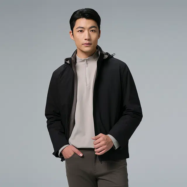 利郎 品位商务多孔膜可脱卸帽纯色时尚都市保暖冬季拒水羽绒服 男款