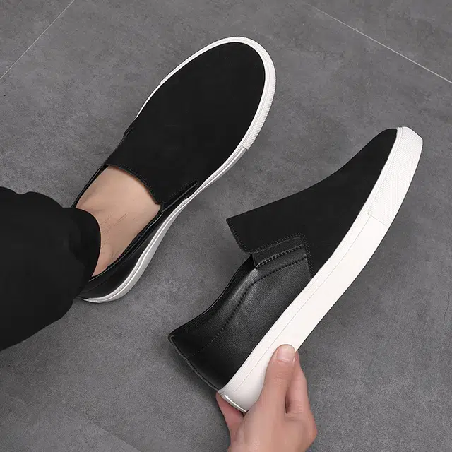 年走索 二层牛皮 休闲一脚蹬懒人通勤百搭 耐磨 板鞋 男款