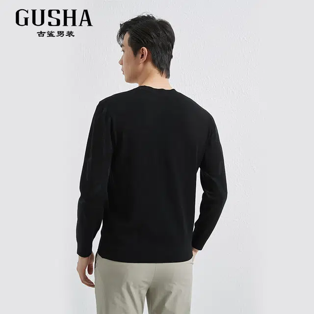 古鲨 痞帅字母印花内搭休闲针织衫 男款