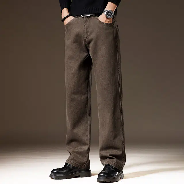 贵色 秋季 日系简约风潮流百搭直筒日常出行立体裁剪设计垂感长裤休闲裤 宽松 男女同款