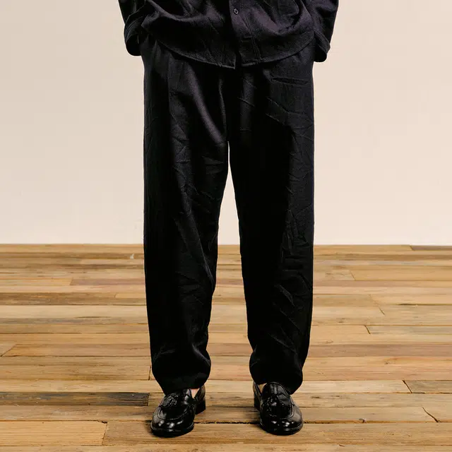 速写 斜纹锥形裤合体都市通勤休闲裤 男款 黑藏青