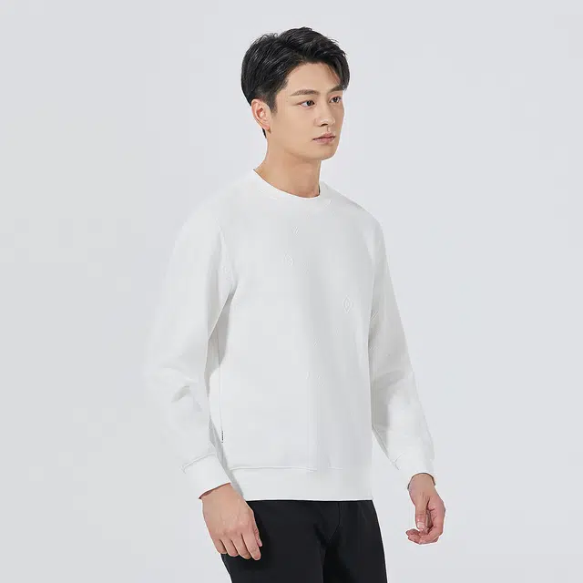 利郎 时尚都市宽松舒适款肌理提花圆领简约质感秋季卫衣 男款