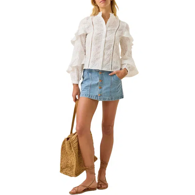 ALTAR'D STATE Serena Eyelet Button Up Top