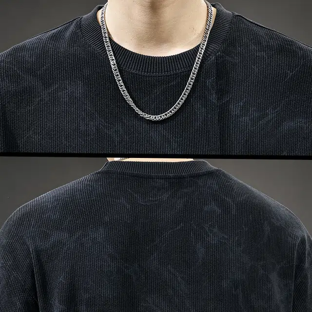 遨宇 秋冬美式经典复古潮牌运动风肌理感圆领潮流痞帅拼接宽松大码休闲户外百搭卫衣 男款