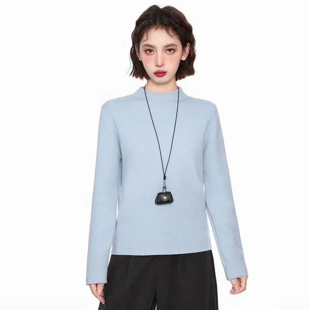 木清清 舒适亲肤半高领内搭打底衫加绒加厚长袖上衣针织衫 女款