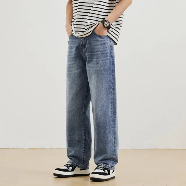 金盾 潮流阔腿宽松长裤时尚牛仔裤 男款