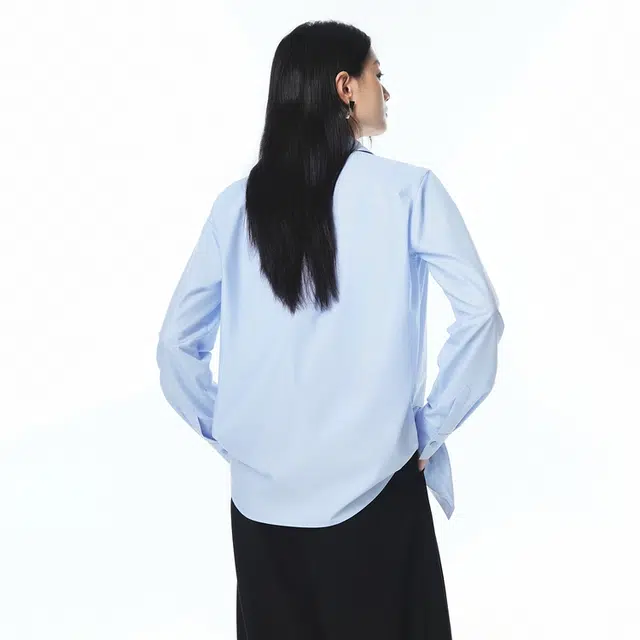 太平鸟 简约纯色莫代尔顺滑翻领通勤衬衣休闲百搭长袖衬衫 女款