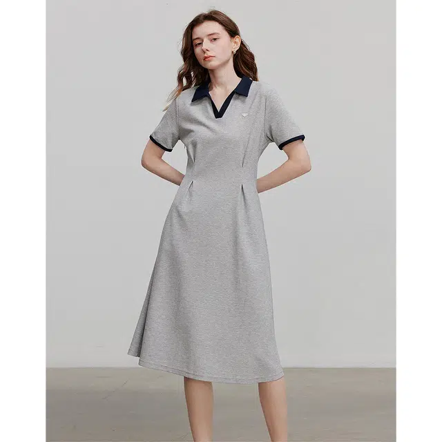 初语 复古美式爱心图案收腰短袖连衣裙 女款