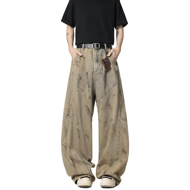 金盾 夏季弯刀裤美式潮牌牛仔裤 男女同款