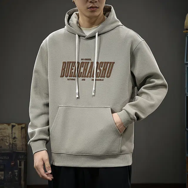 前进牛 高级感美式经典复古潮流潮牌连帽极简风秋季高街宽松休闲户外百搭重磅外套上衣卫衣 男款