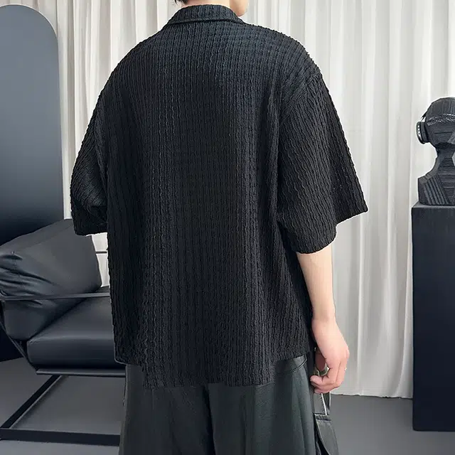 金盾 夏季上衣翻领宽松短袖衬衫 男款