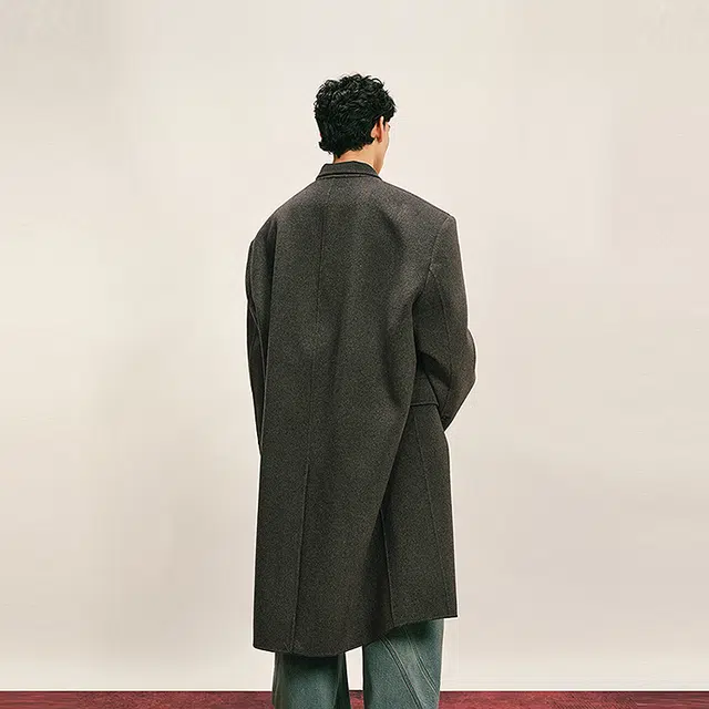 速写 冬西服领舒适百搭长款大衣 男款