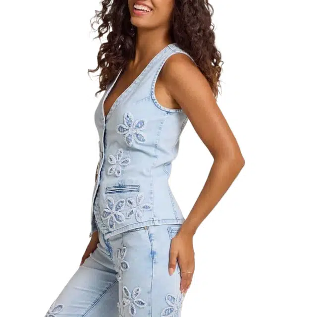ALTAR'D STATE Belle Floral Denim Vest