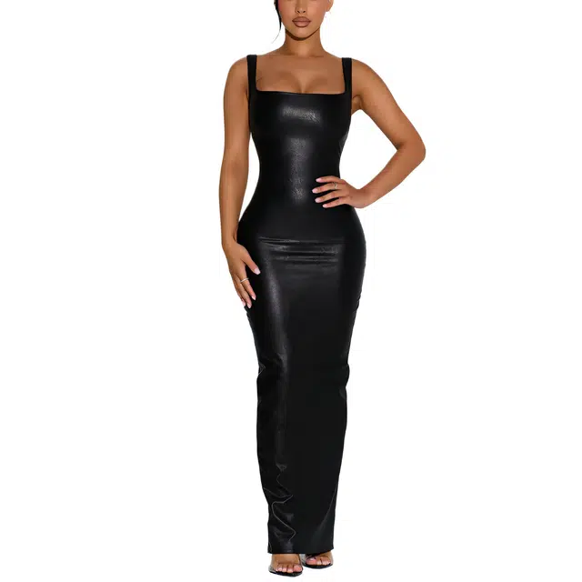 NAKED WARDROBE Tank Maxi Dress Vegan Leather