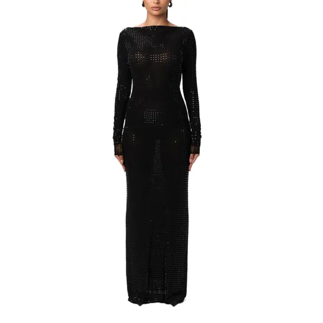 NAKED WARDROBE Crystal Open Back Gown