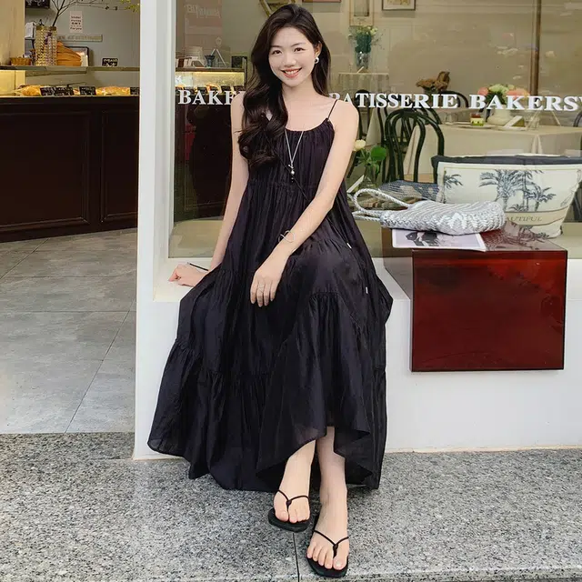 美洋 夏日寻欢吊带裙 天丝莱赛尔|法式浪漫重工捏褶吊带连衣裙 女款