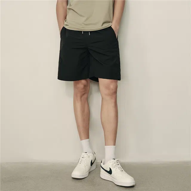 佐丹奴 韩系抽绳松紧腰梭织休闲短裤 男款