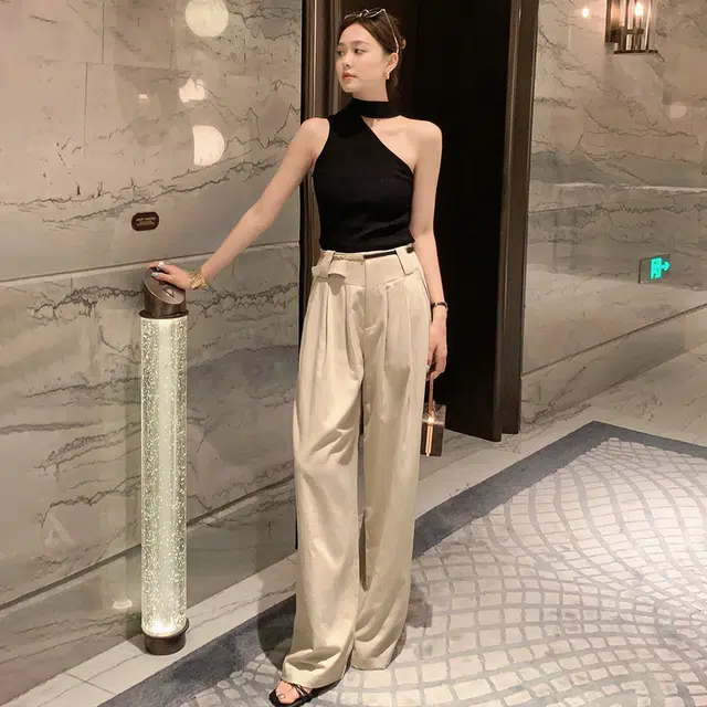 美洋 维纳斯 曲珠纱针织心机辣妹飘带针织衫背心 女款 黑色
