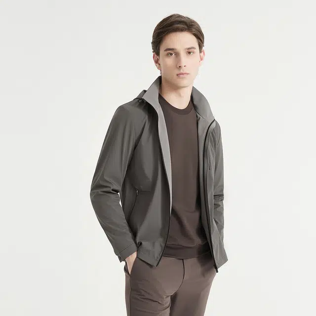 利郎 户外休闲风百搭防泼水外套可脱卸帽长袖风衣 男款