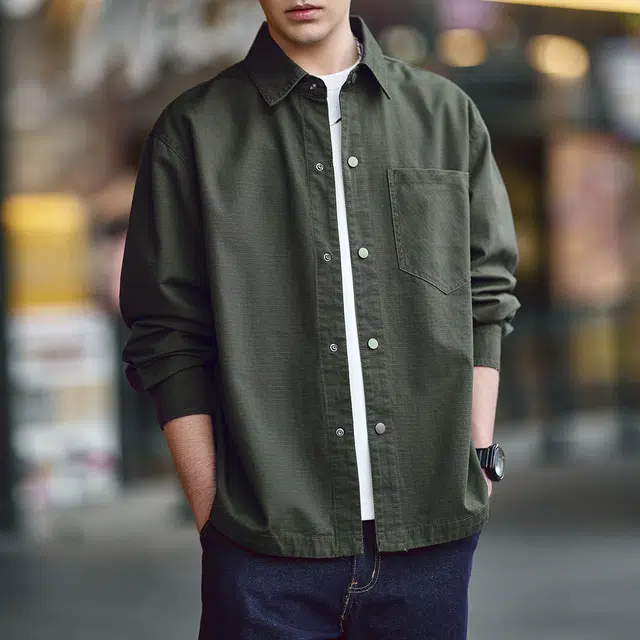 格蓝鹿 男潮牌城市机能风格显高显瘦痞帅美式复古工装松弛感休闲长袖衬衫 男女同款
