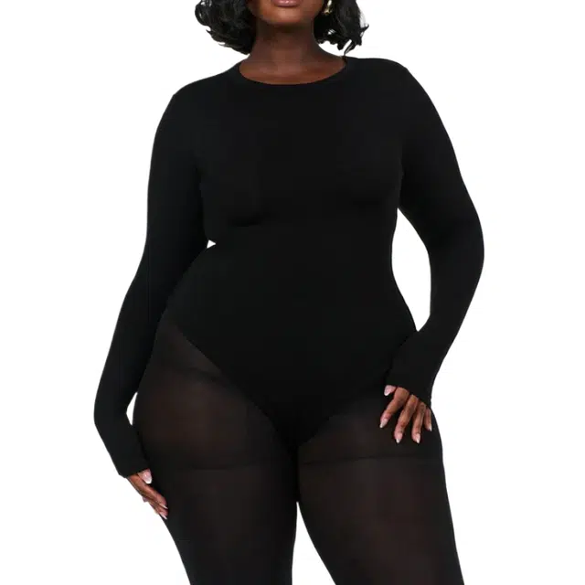NAKED WARDROBE NW Sculpt Crewneck Bodysuit Curve NW Collection