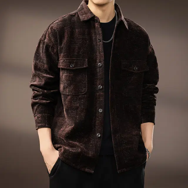 贵色 港风时尚潮牌百搭工装长袖潮流复古巴恩风户外出行穿搭休闲翻领衬衣外套衬衫 男女同款