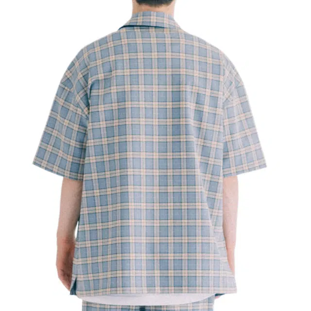 BESLOW SLOWBOY CHECK PAJAMAS HALF SHIRT
