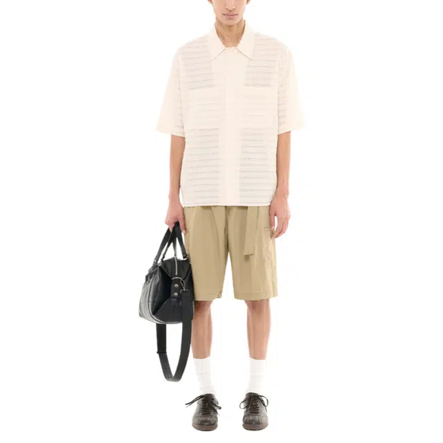 BESLOW CRINKLE BELTED ONE TUCK SHORTS