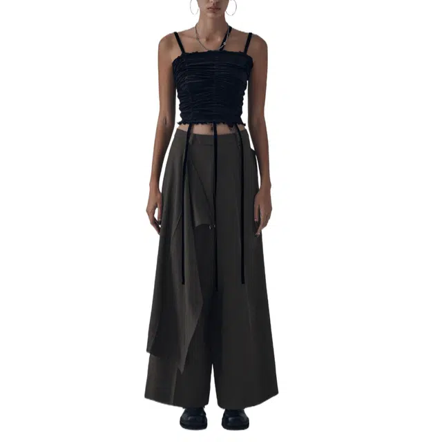 TREEMINGBIRD Side Buckle Wrap Skirt Pants