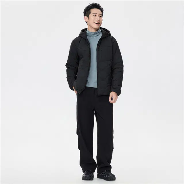 佐丹奴 葫芦绗缝连帽多口袋梭织棉衣外套棉服 男款