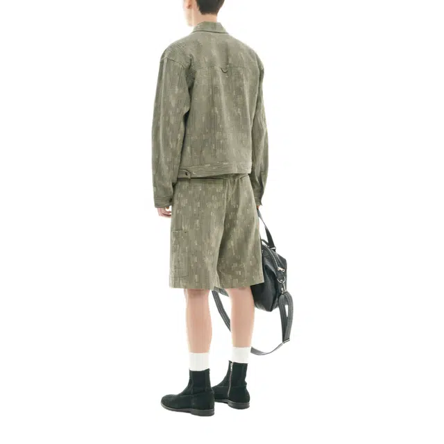 BESLOW WASHED LINEN JACQUARD WORK JACKET