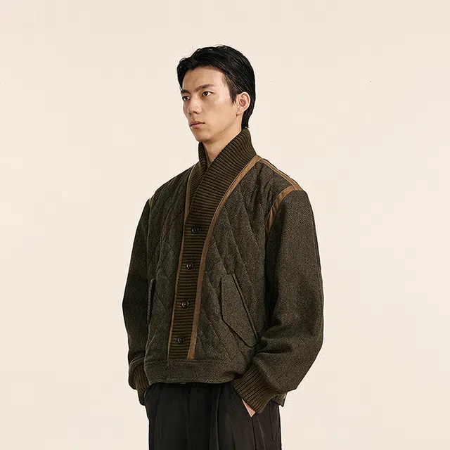速写 冬季宽松保暖短款长袖棉服 男款