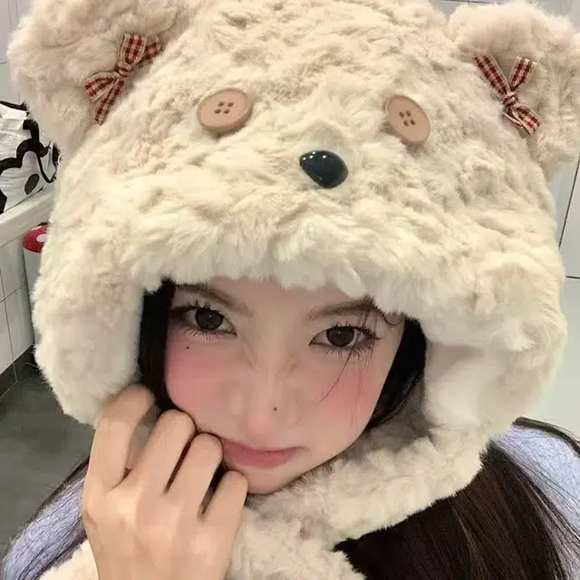 恩僾德 超暖和蝴蝶结可爱甜美小众高颜值卡通保暖百搭显脸小#好运 涤纶 绒线帽 男女同款情侣款