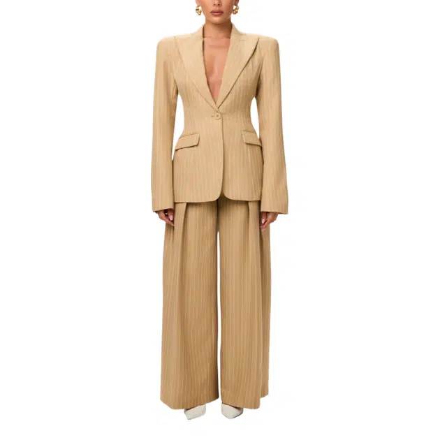 NAKED WARDROBE Pinstripe Suited Wide-Leg Pant
