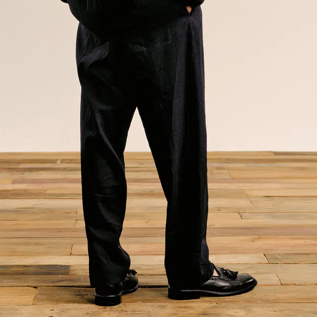 速写 斜纹锥形裤合体都市通勤休闲裤 男款 黑藏青