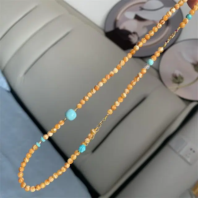 灵运宝 转运招财湖北原矿高瓷金镶蝴蝶老花蜡一物一图无油无水#好运 绿松石 名贵玉石项链 男女同款情侣款