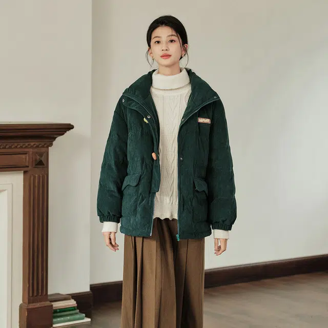 茵曼 立领短款加厚舒适细腻柔和亲肤外套羽绒服 女款