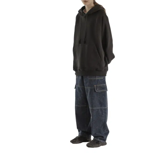 BESLOW LOOSE FIT NEP DENIM CARGO PANTS INDIGO