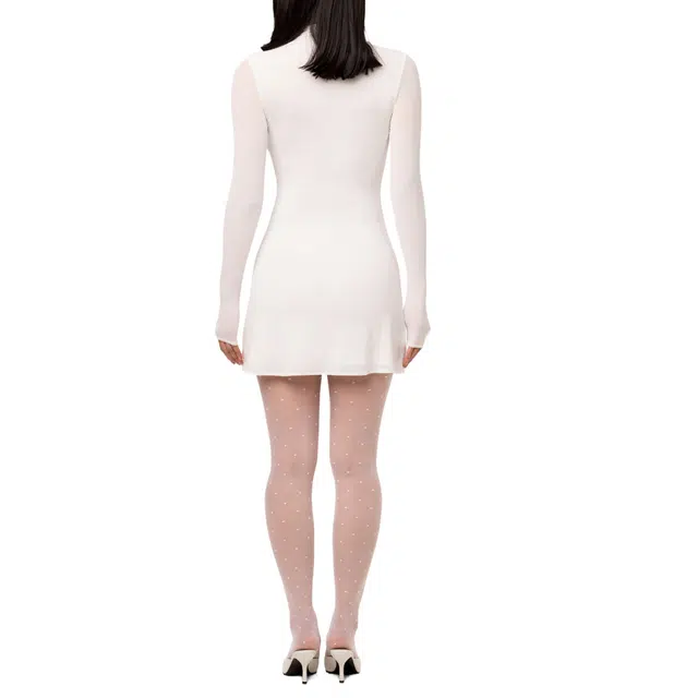 NAKED WARDROBE Mock Neck A-Line Mini Dress Micro Modal