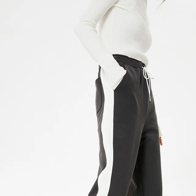 美特斯邦威 高腰宽松系带针织运动裤 女款