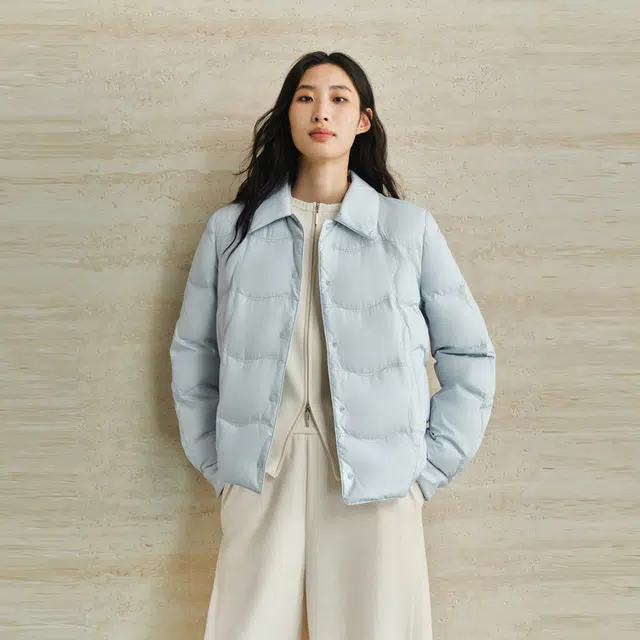太平鸟 轻薄系列 时尚简约保暖内搭短款外套衬衫式羽绒服 女款