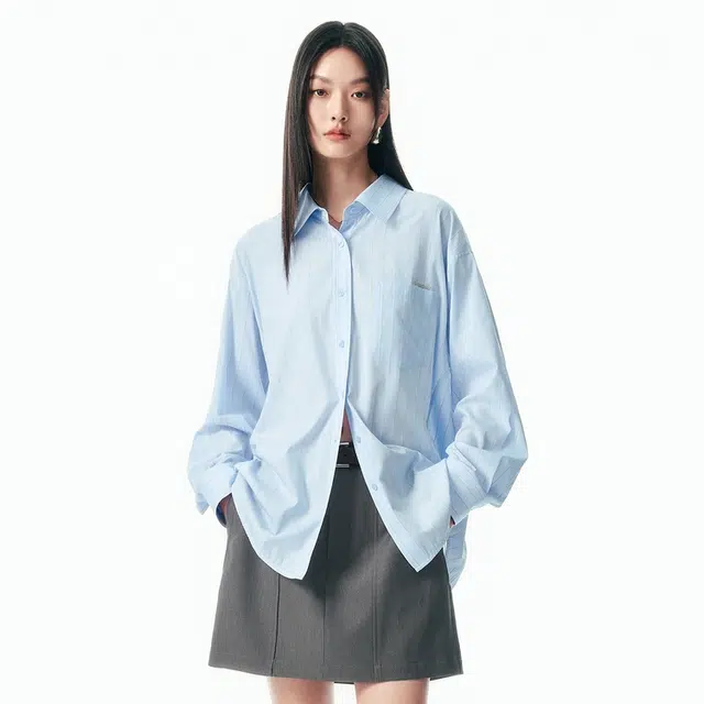 太平鸟 宽松简约撞色条纹解构设计百搭衬衫 女款