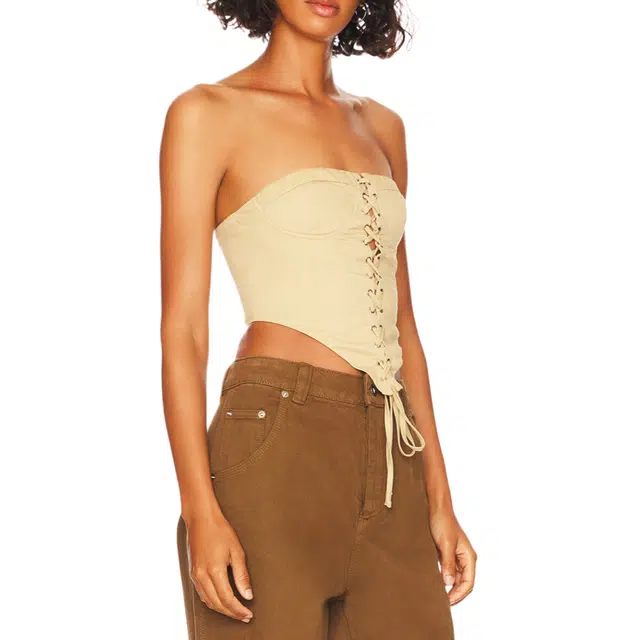 SUPERDOWN Ashlyn Lace Up Top