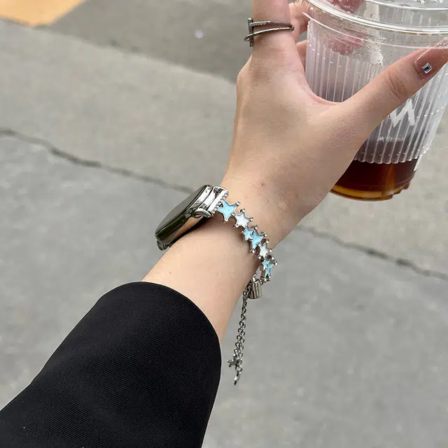 潮米勒 表带 小米红米适用 金属材质 多巴胺多彩星星朋克潮流表链女男通用