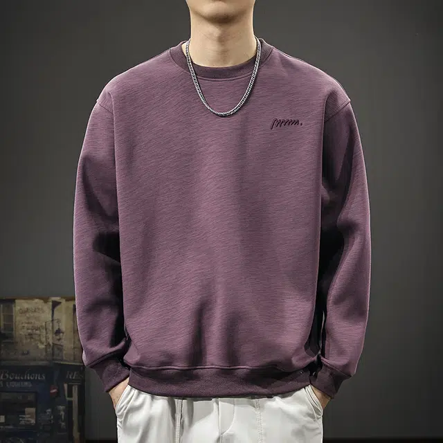 前进牛 秋季美式复古经典潮流潮牌字母刺绣极简风纯棉宽松圆领简约休闲户外百搭长袖卫衣 男款