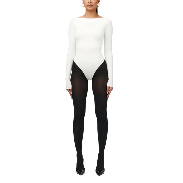 NAKED WARDROBE Boatneck Bodysuit Butter
