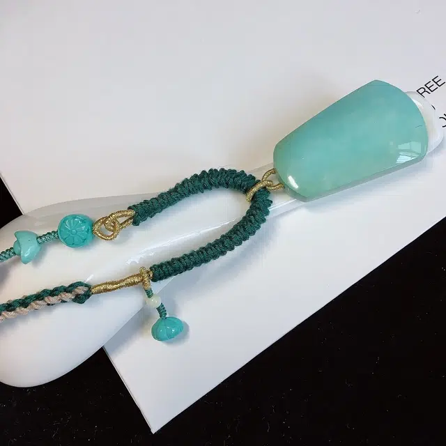 灵运宝 #转运招财湖北原矿高瓷平安无事方牌丫角山果冻料一物一图无油无水#好运 绿松石 吊坠 男女同款情侣款